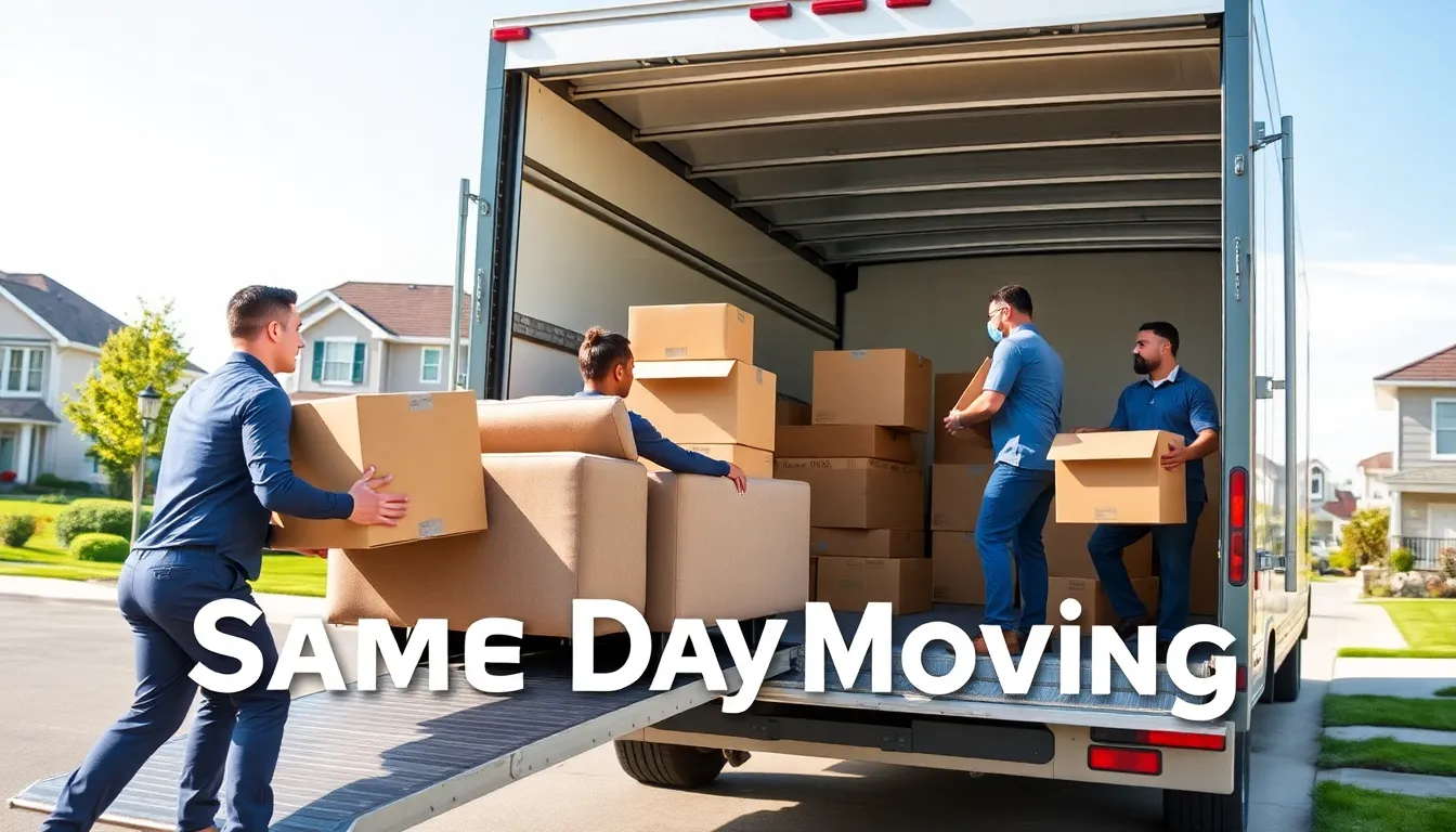diverse movers loading a truck for same day moving service.