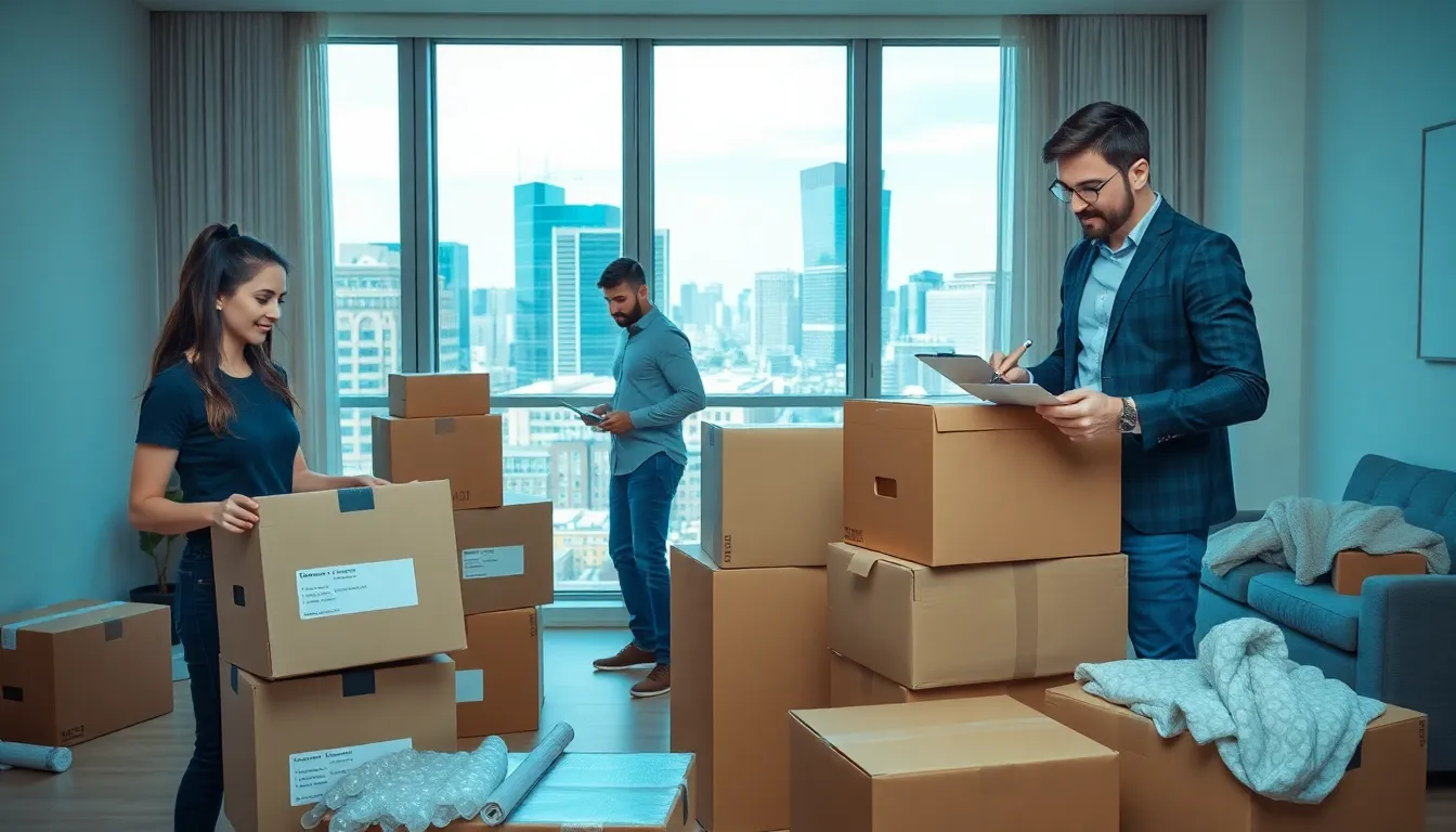 diverse team preparing for a moving day in Boston.